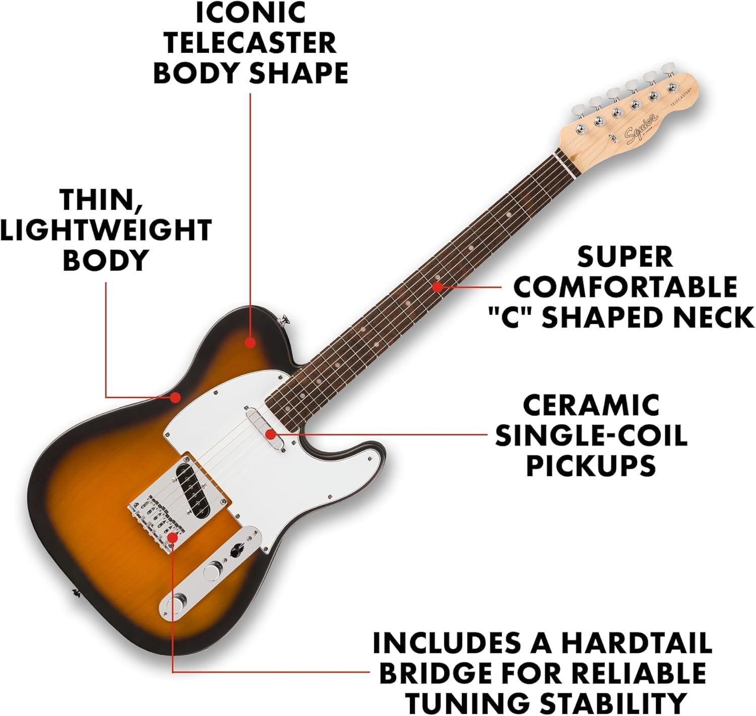 Fender Squier Debut Series Telecaster Electric Guitar Beginner Model w/ Lessons