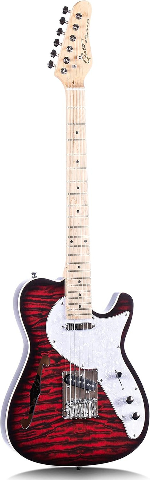 Grote Electric Guitar Semi-Hollow Body Single F-Hole Printed Tele Style Guitar
