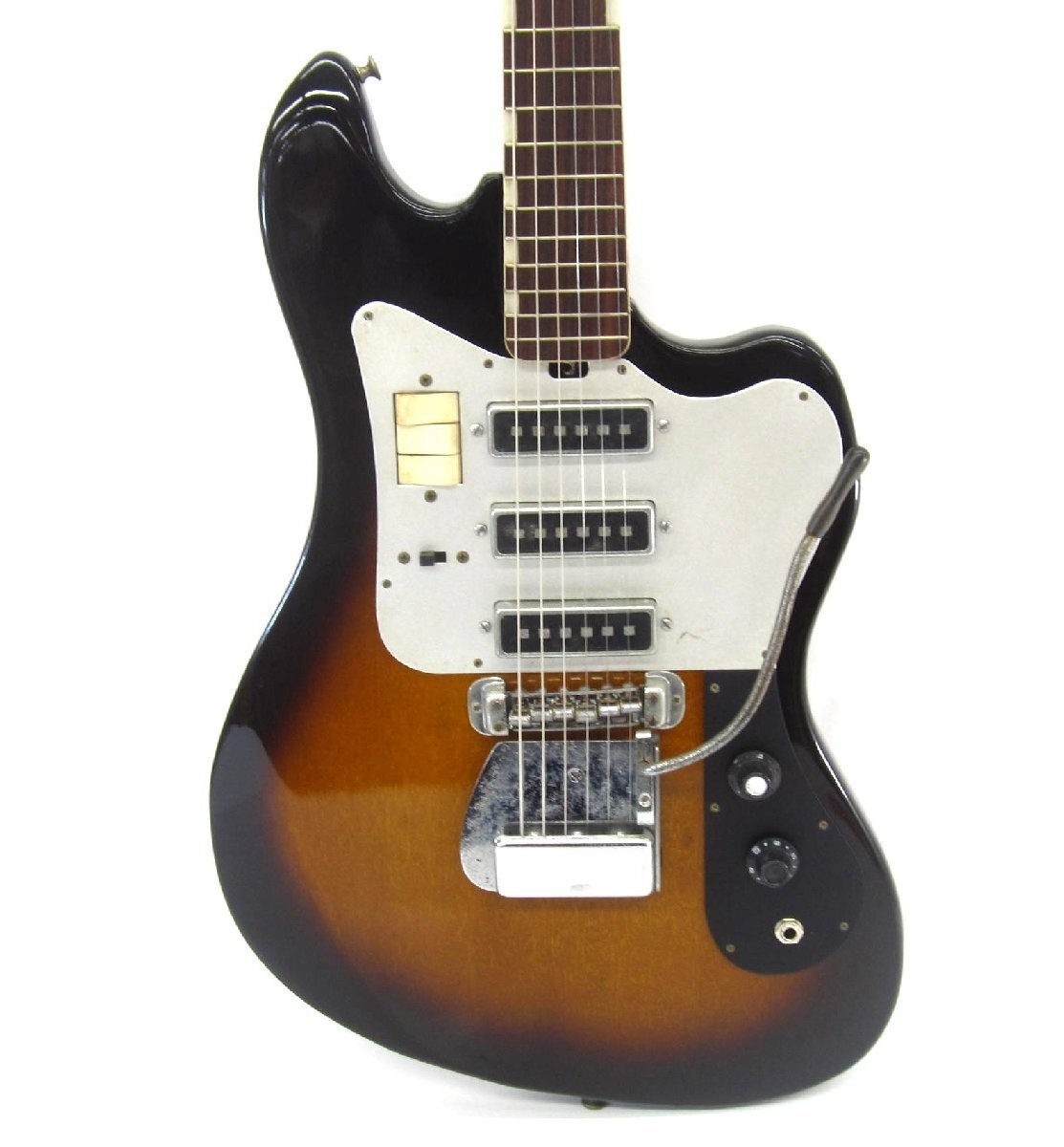 Teisco TG-64 Vintage 1960s 3-Pickup Bizarre Guitar Sunburst Japan Rare