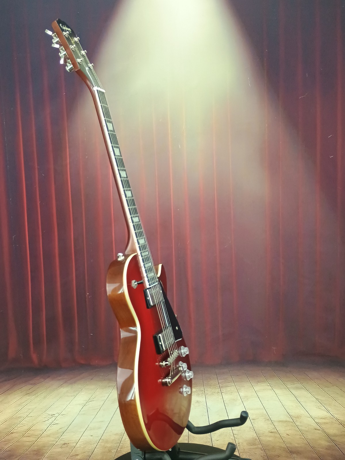 epiphone les paul 60’s Modern Candy Apple Red Top With Mohongey Back Black Pickg