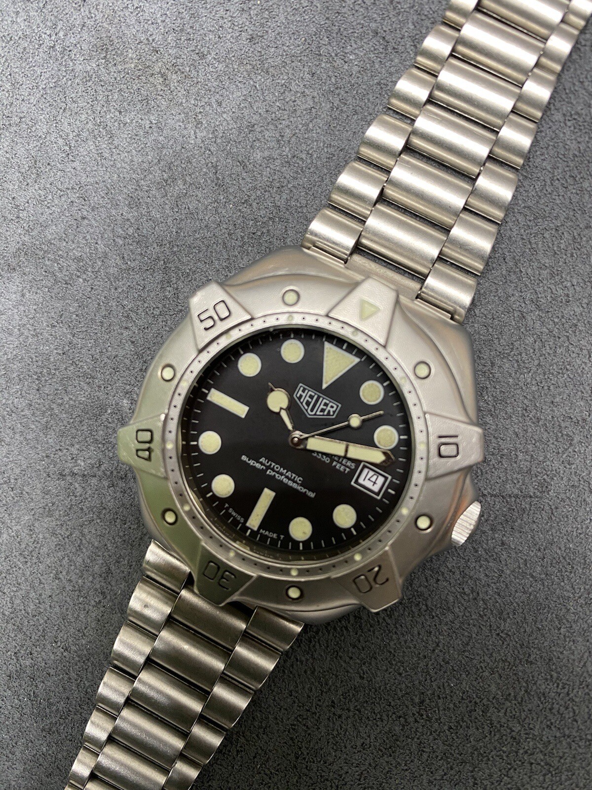 👍 Pre TAG HEUER 840.006 Super Pro Auto Black 844 Submarine Dive Watch
