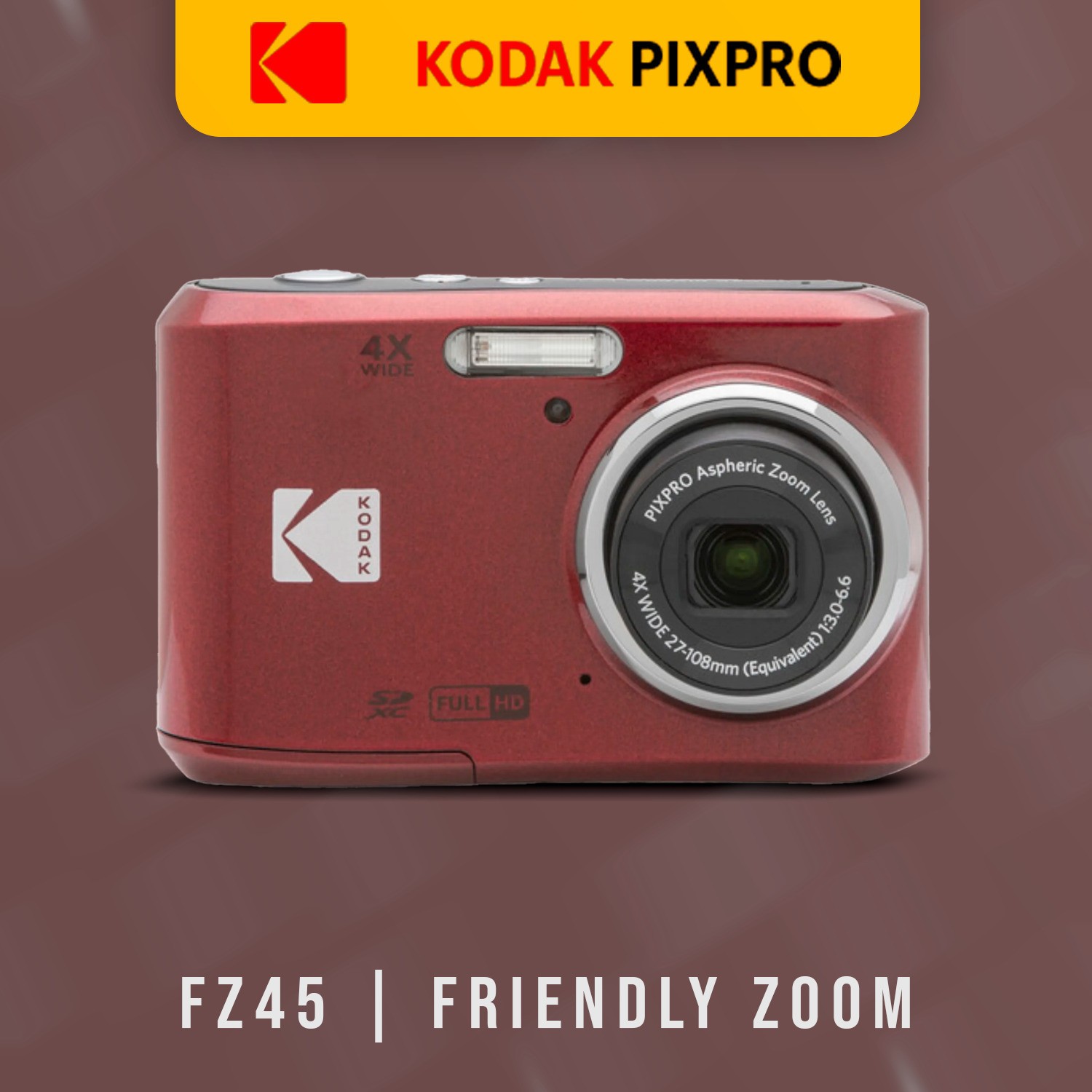 Kodak PIXPRO FZ45 Friendly Zoom Red Digital Camera and Travel Case Bundle