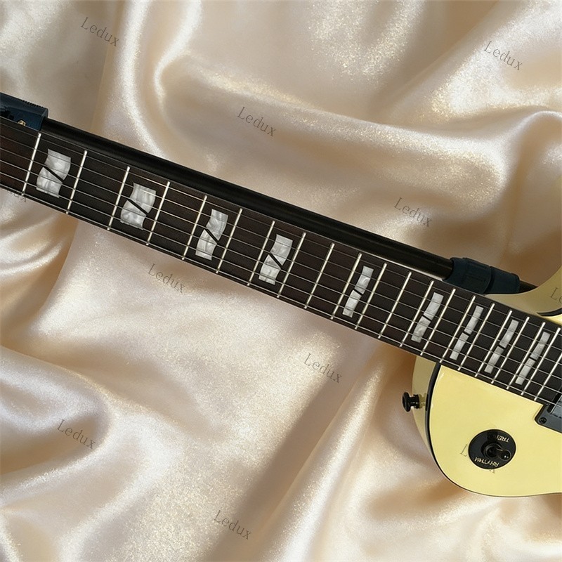 Custom Cream EC-1000 Electric Guitar Active H-H Pickup Solid Body Fixed Bridge