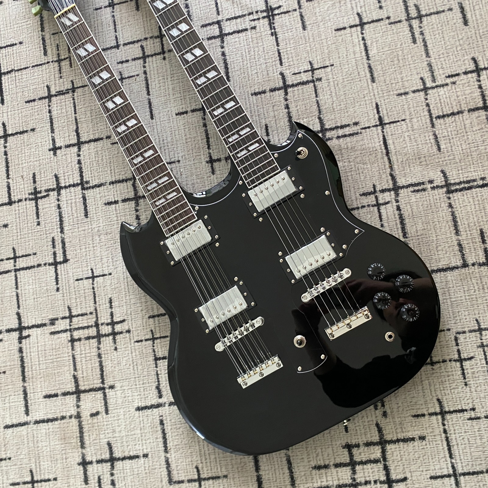 SG Double Neck Electric Guitar Jimmy Page 12+6 Black