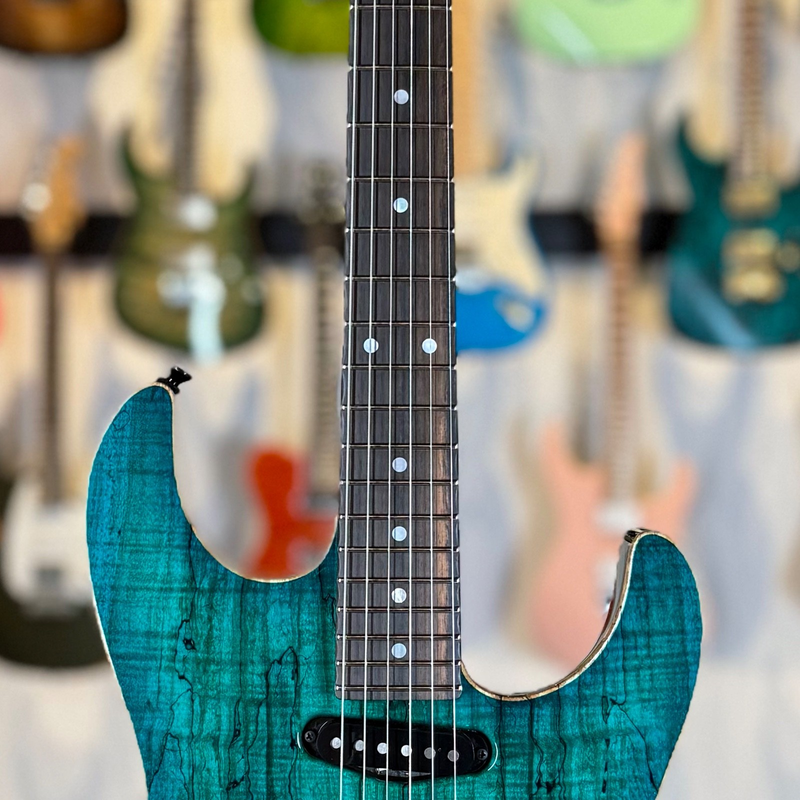James Tyler Guitars Studio Elite HDX – Spalted Maple Transparent Teal Burst