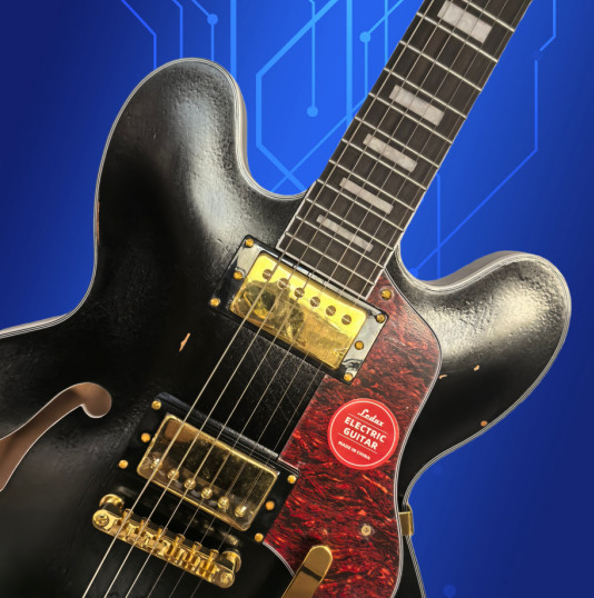 Unbrand ES 335 Electric Guitar Bigsby Gold Parts Semi-Hollow Body Maple neck