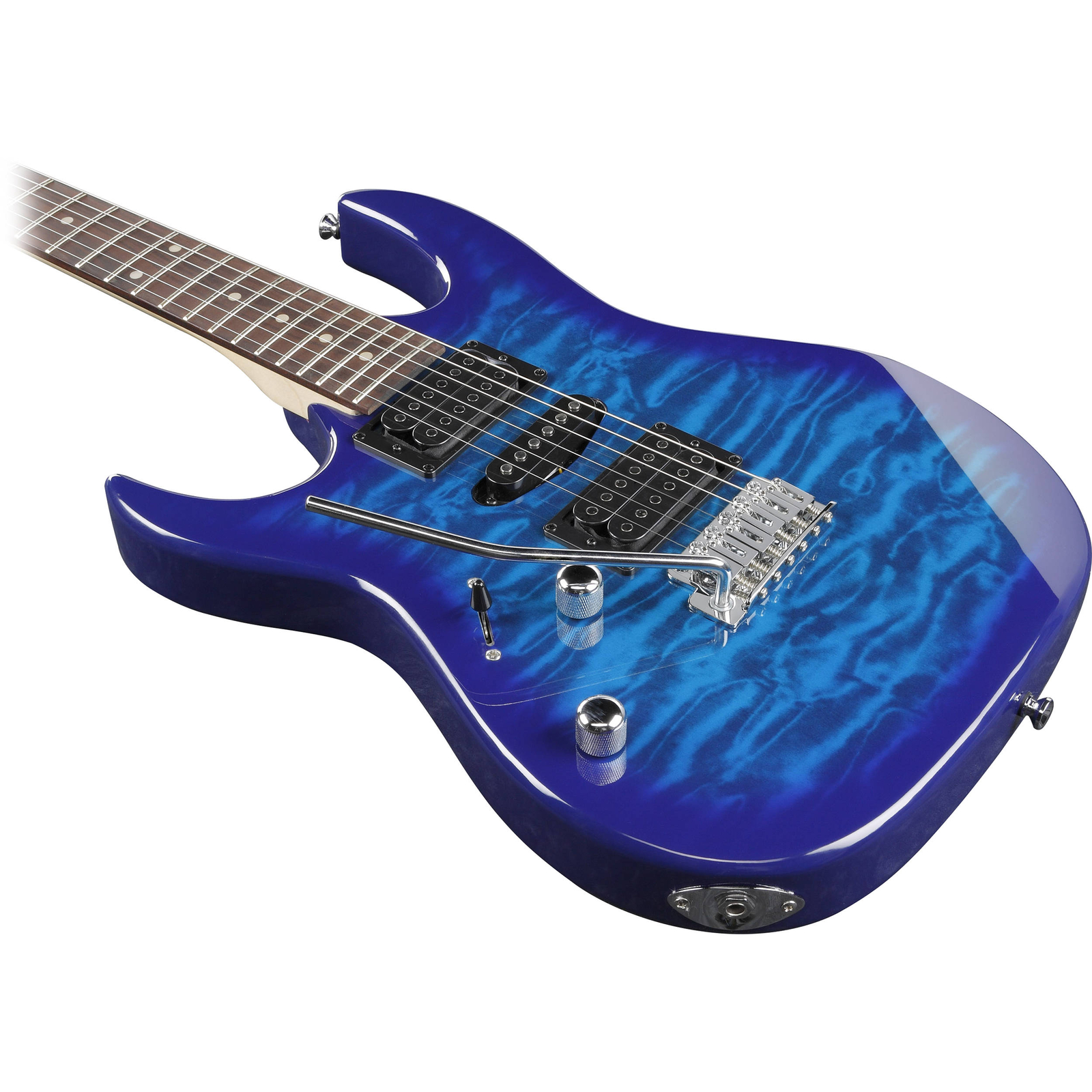 Ibanez 6-String Solid-Body Electric Guitar, Left Handed, Transparent Blue Burst