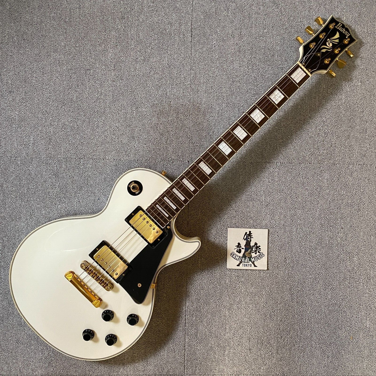 Burny by Fernandes Electric Guitar Les Paul Custom White RLC-55 W/Gig Bag Used