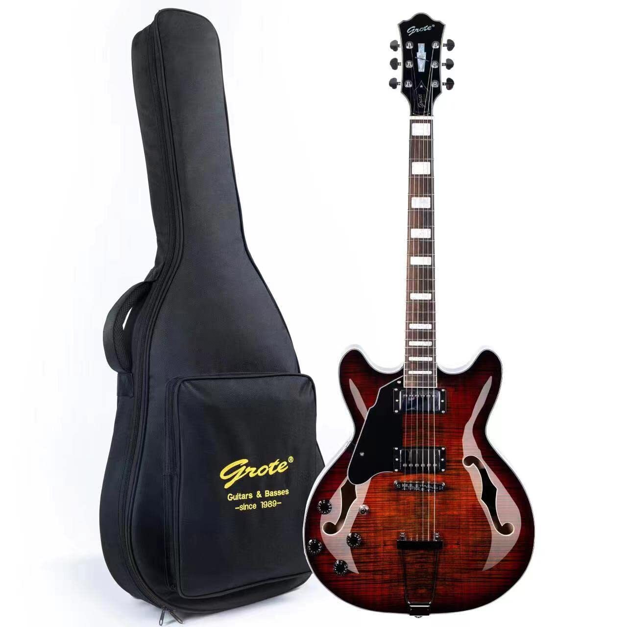 GROTE Jazz Left-Handed Electric Guitar Semi-Hollow Body Trapeze 4