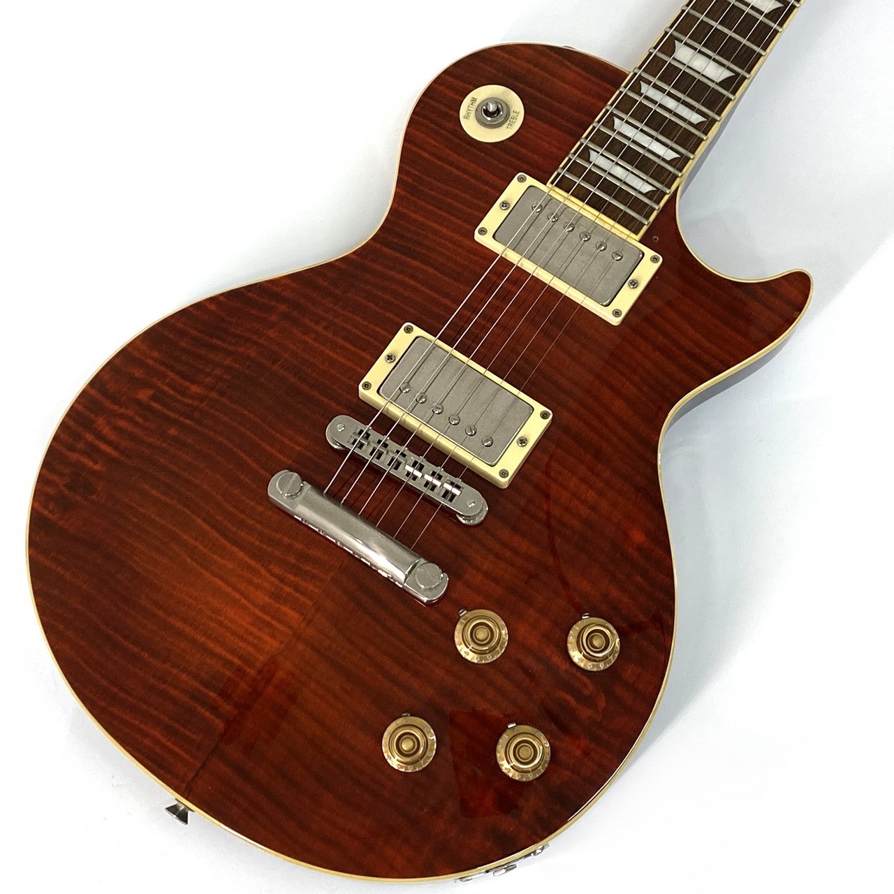 [Burny] LSD-55N See-Through Red Les Paul type Electric Guitar Used From Japan