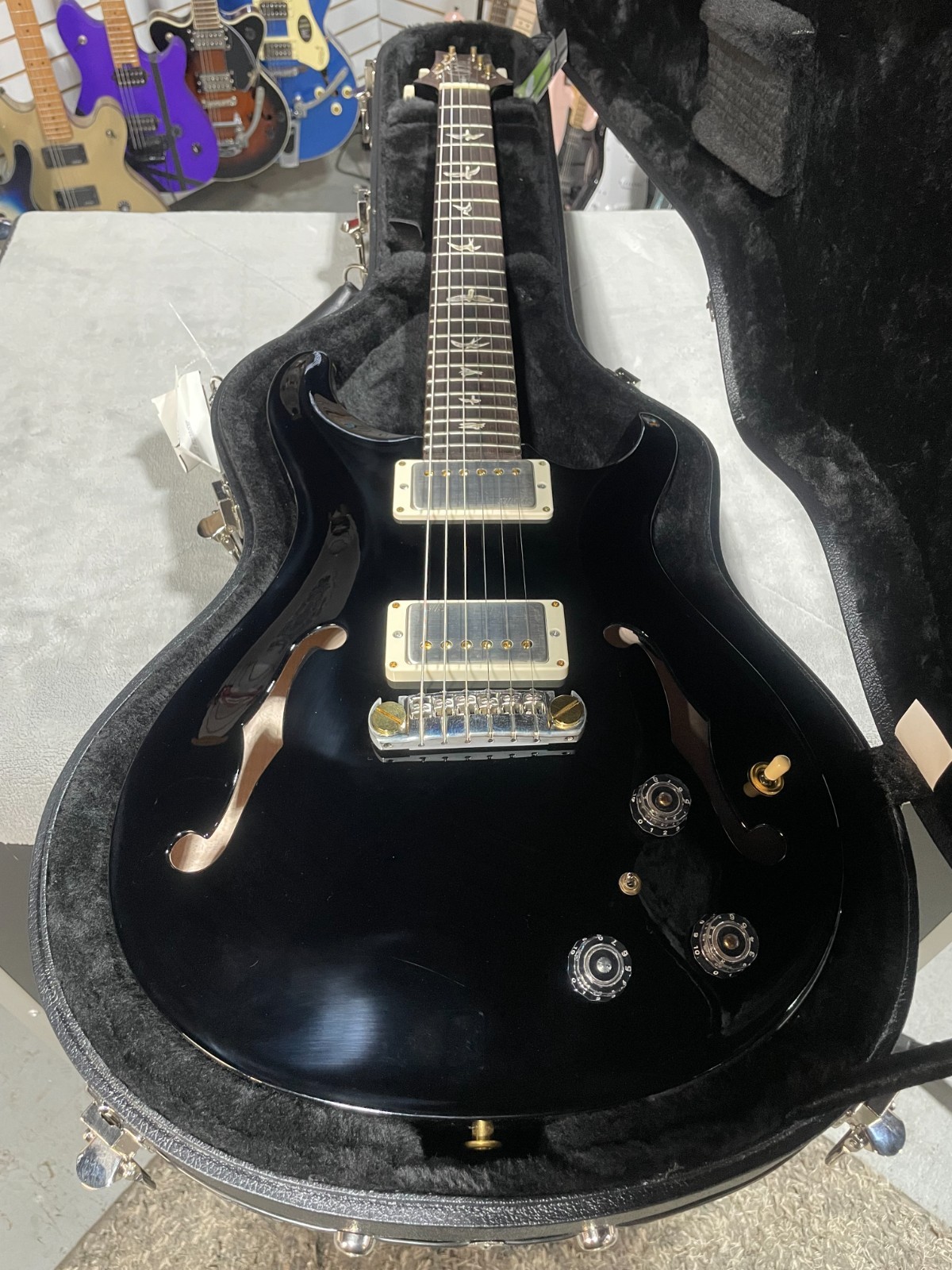 PRS Hollowbody II Piezo Electric Guitar – Custom Color Piano Black w/OHSC & PLEK