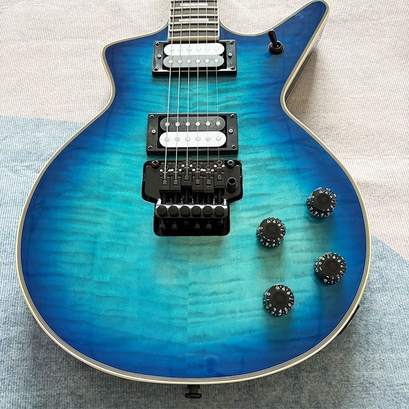 Unbranded Blue Tiger Stripe Electric Guitar, Double Locking Tremolo, Free Shippi