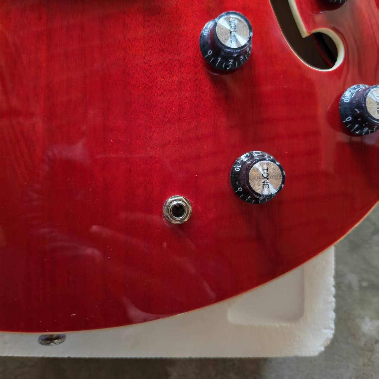 Custom Dot 335 Semi-hollow Cherry Red Electric Guitar HH Pickups 6string Ship US