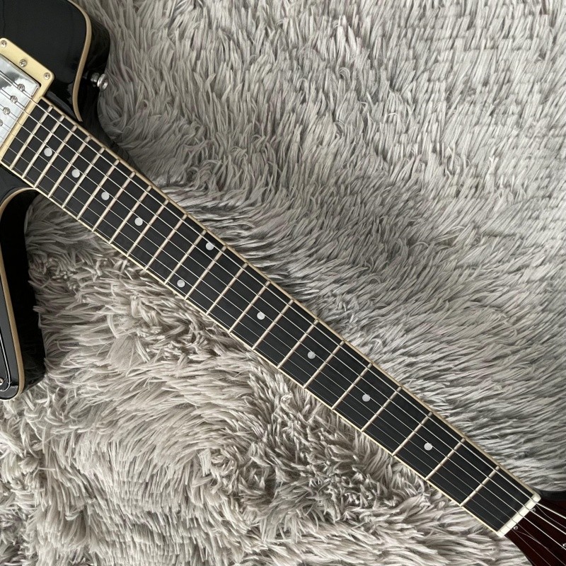 Electric Guitar Ebony Gloss Black Stainless Rounded Fret Edge HH Pickups Fast