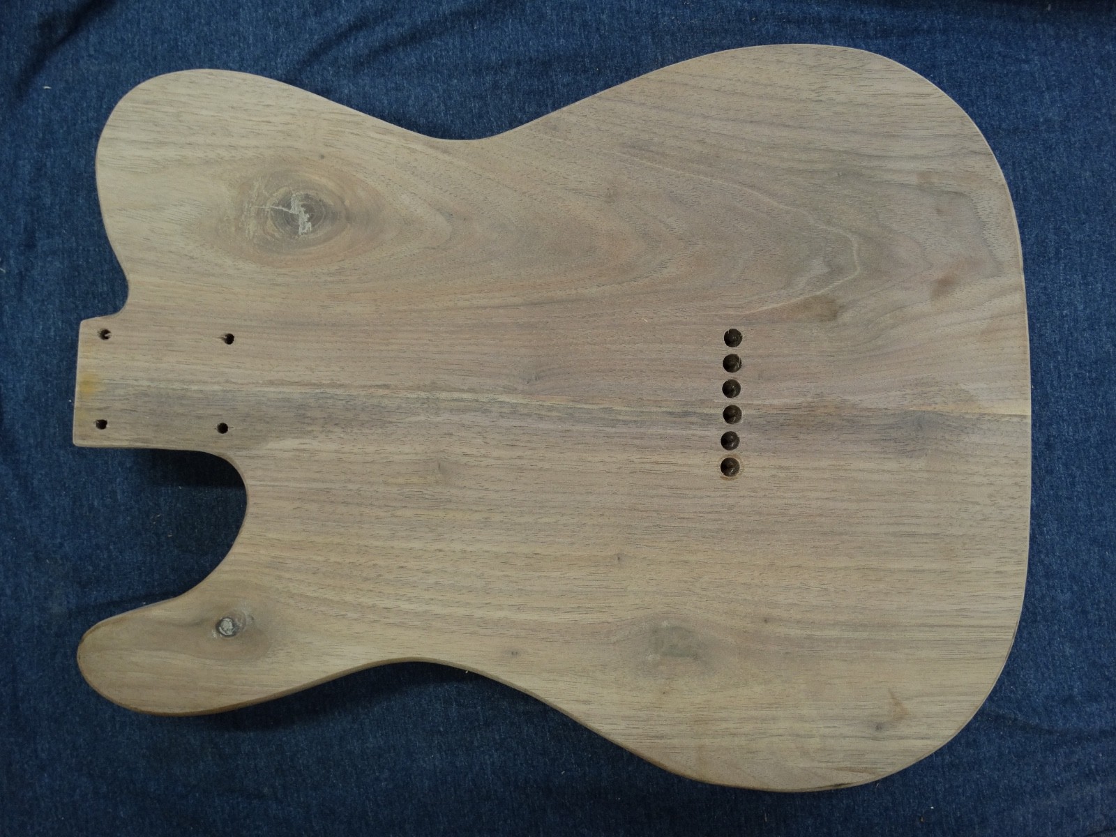 Tele style chambered unfinished- Walnut body with mahogany top. ’69 thin line