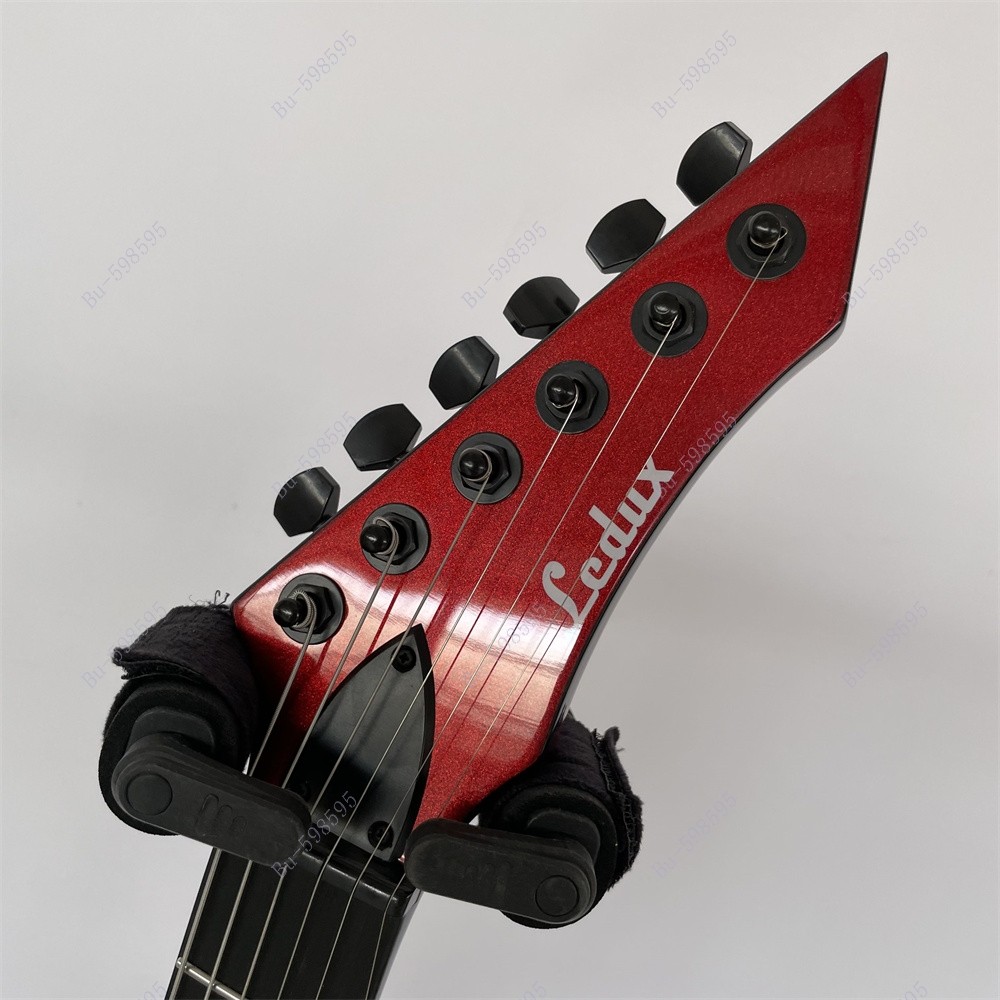 Ledux Solid Body Electric Guitar Stainless Rounded Fret Edge Fixed Bridge Red