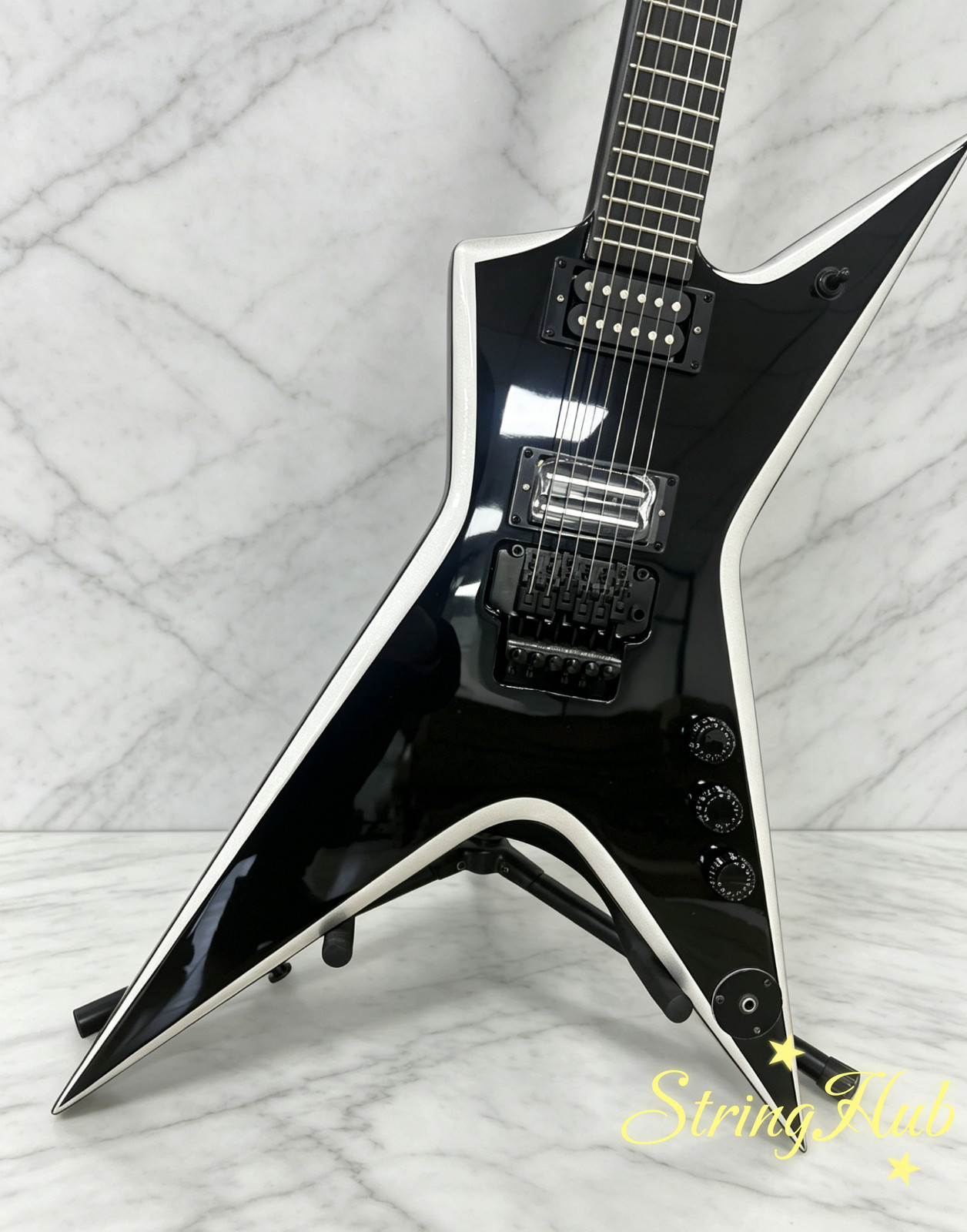 US Washburn Dimebag Darrell Signature Model Electric Guitar Black Silver Bevel