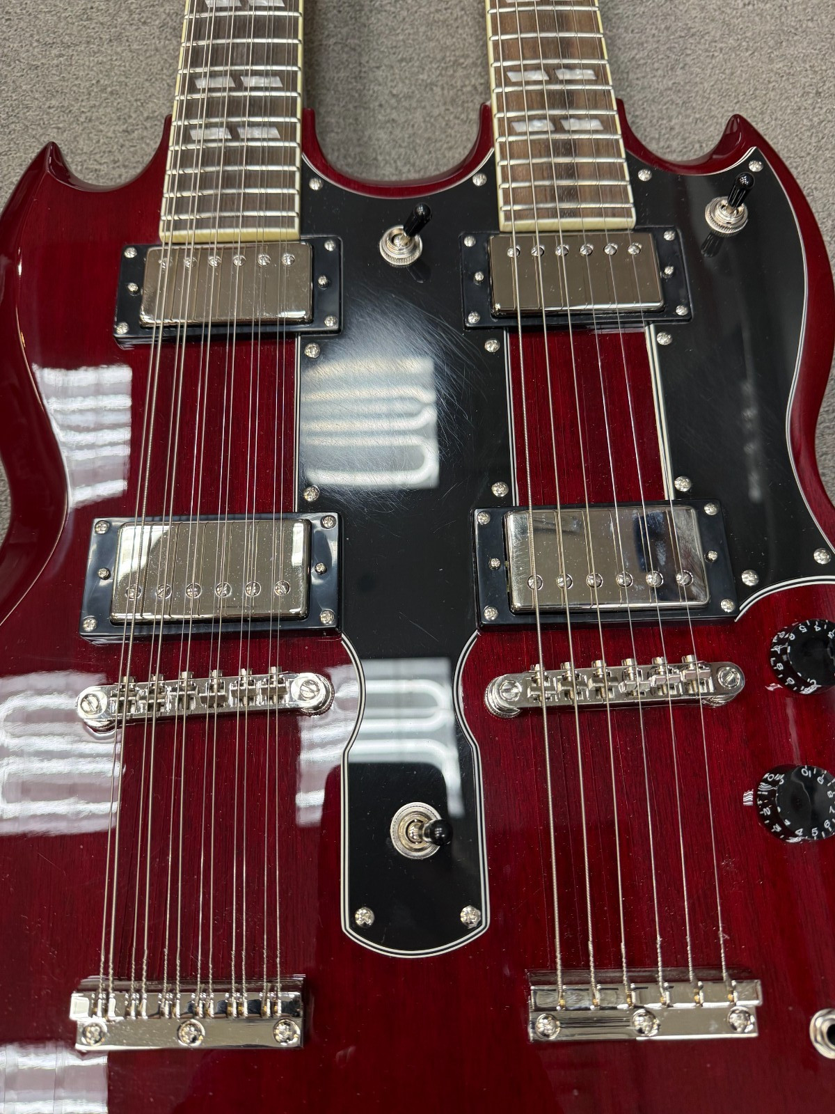 Epiphone G-1275 Double Neck Electric Guitar Cherry w/Original Case EXCELLENT! –