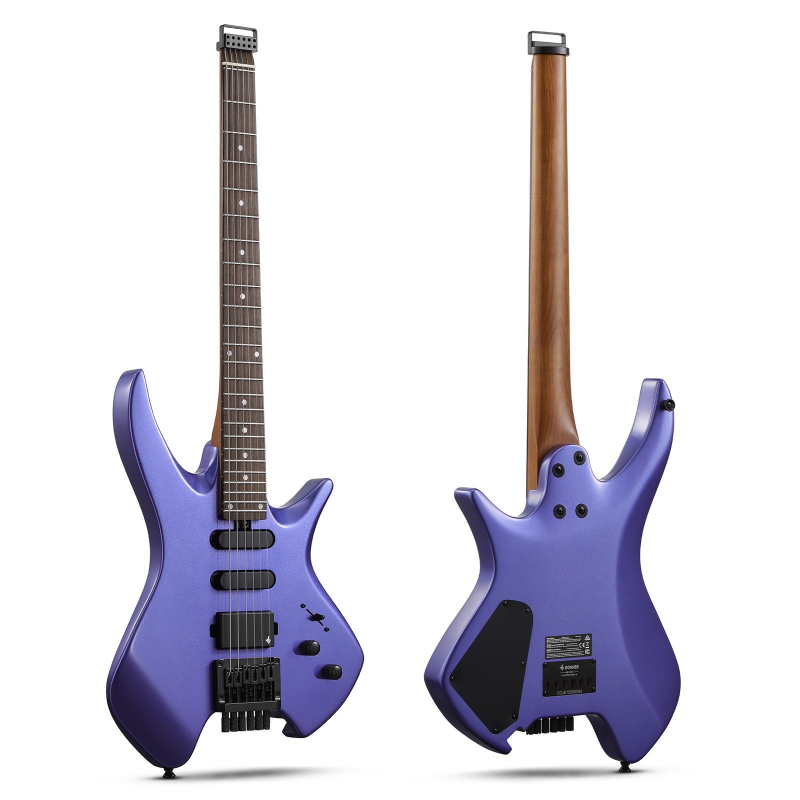 Donner HLX-500 Headless Guitar – HSS Solid Body Electric Guitar for Gig Purple