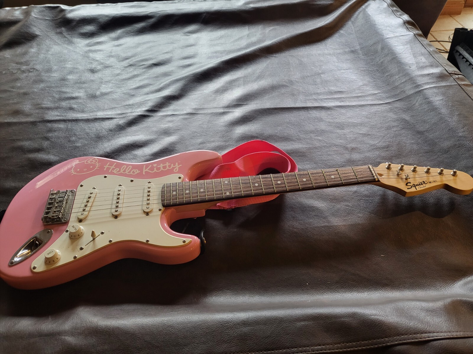 squire hello kitty electric guitar. used.