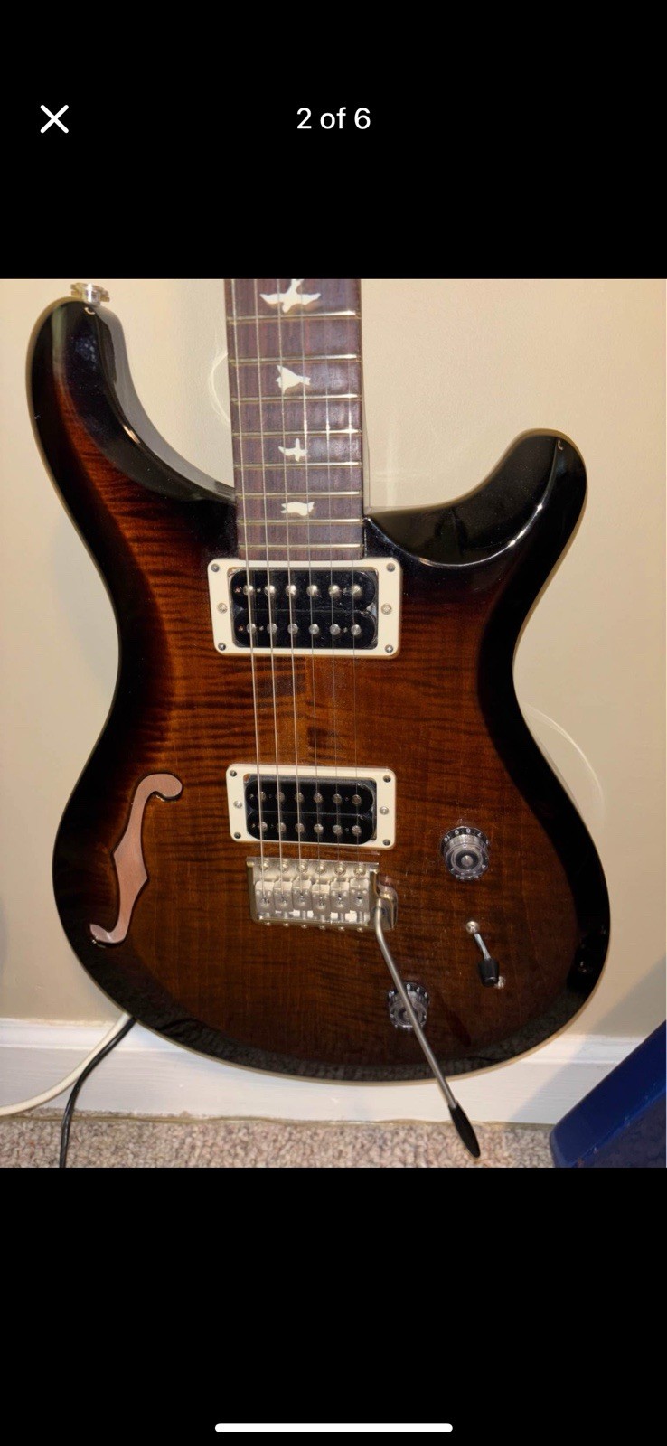 Paul Reed Smith Custom 22 Semi Hollow Burnt Amber Burst Guitar w/ Case & Papers