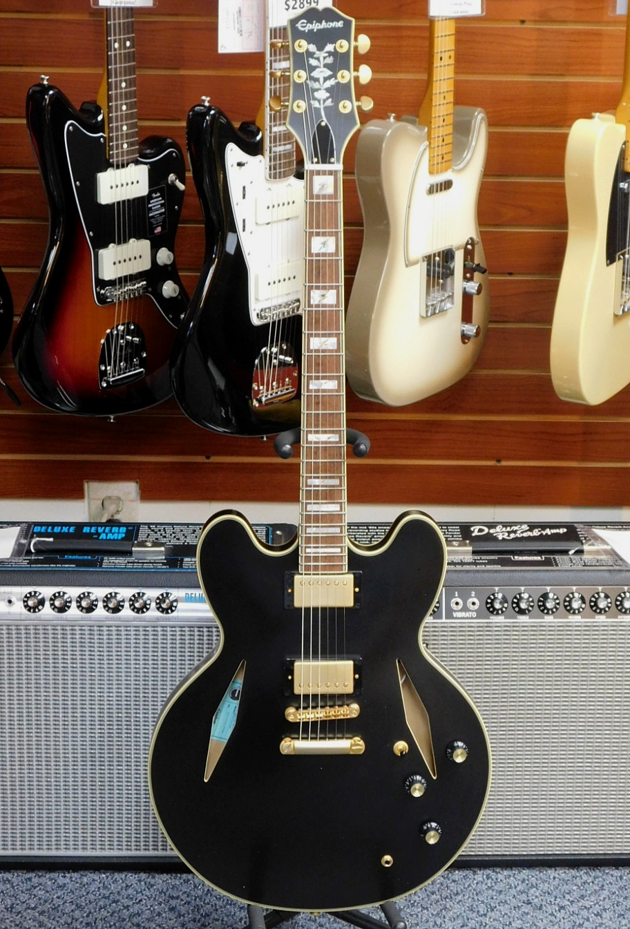 2022 Epiphone Emily Wolfe Sheraton Stealth Semi-Hollow Electric Guitar w/Case!!!