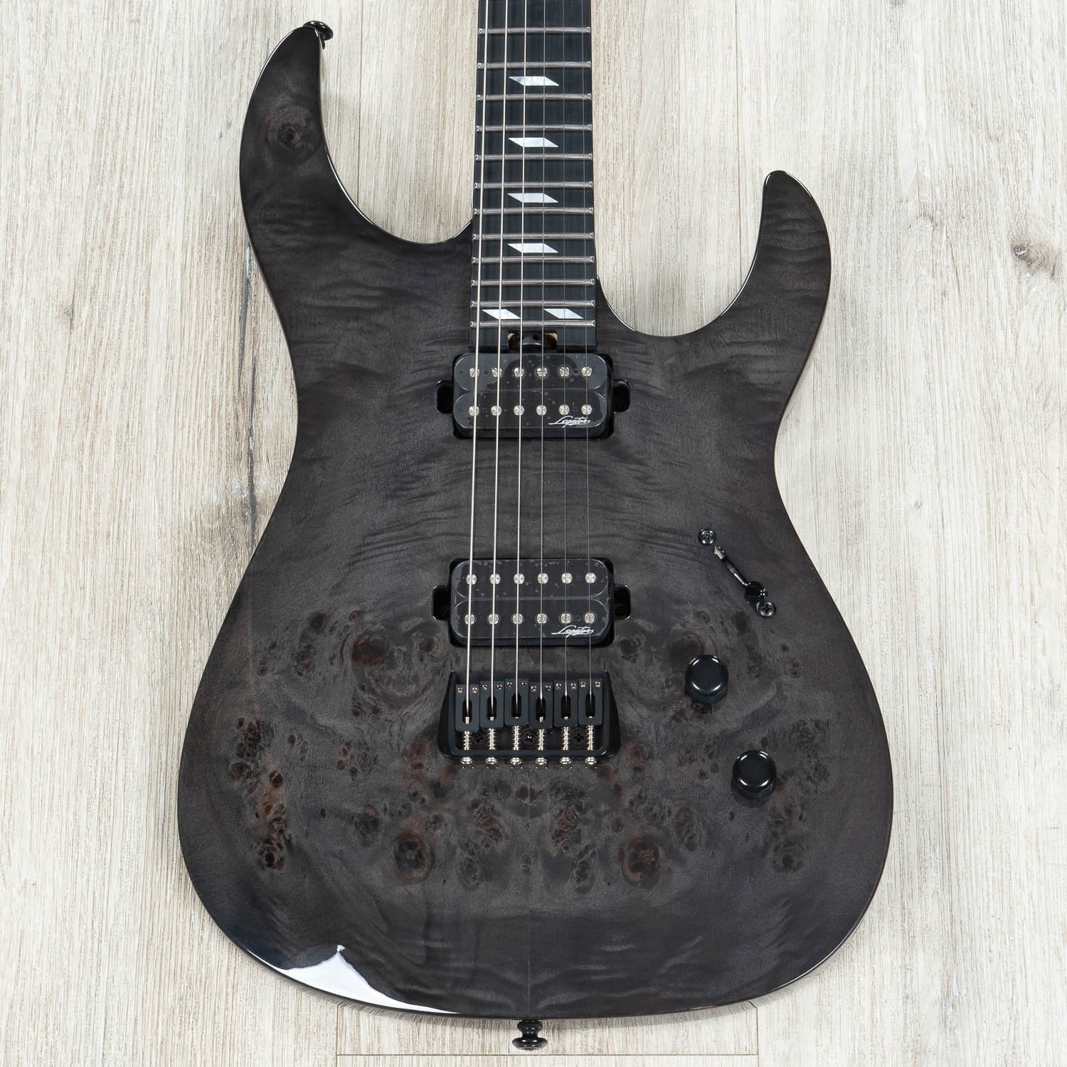 Mint Legator N6SS Ninja 6 Super Shred Guitar, Ebony Fretb, High Gloss Blk Burl