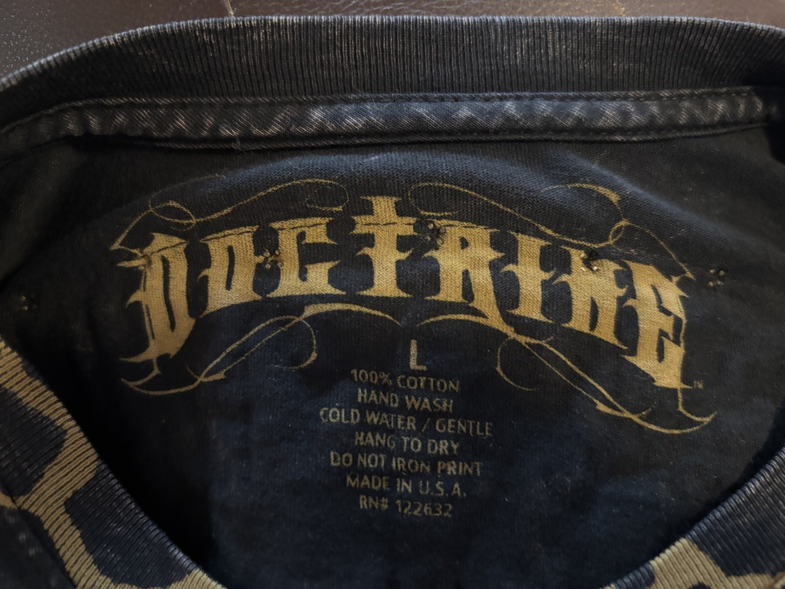 Very Rare Doctrine Shirt Bedazzled Rock and Roll Guitar Girl Large Black