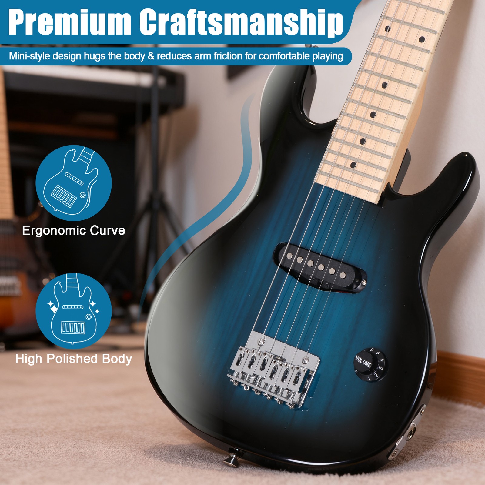 30″ Kids Electric Guitar Starter Kit for Kids w/Amp & Accessory Kit for Beginner