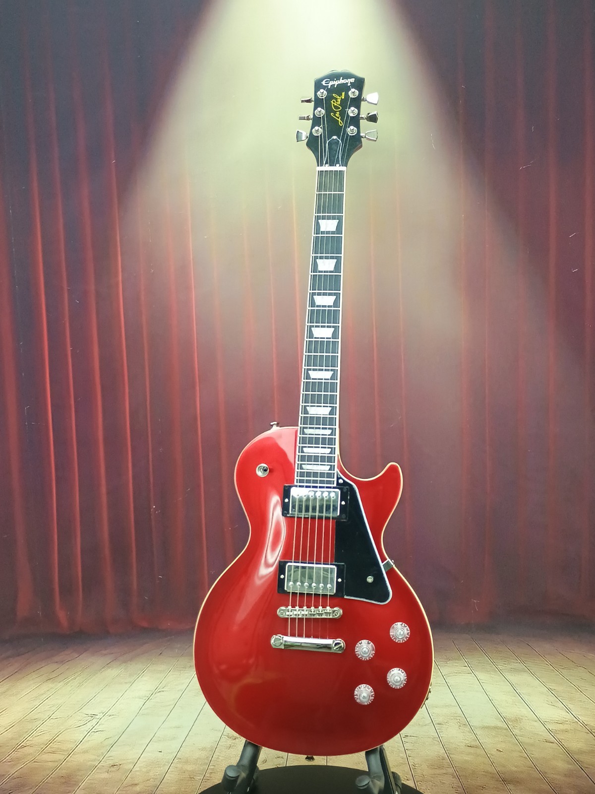 epiphone les paul 60’s Modern Candy Apple Red Top With Mohongey Back Black Pickg