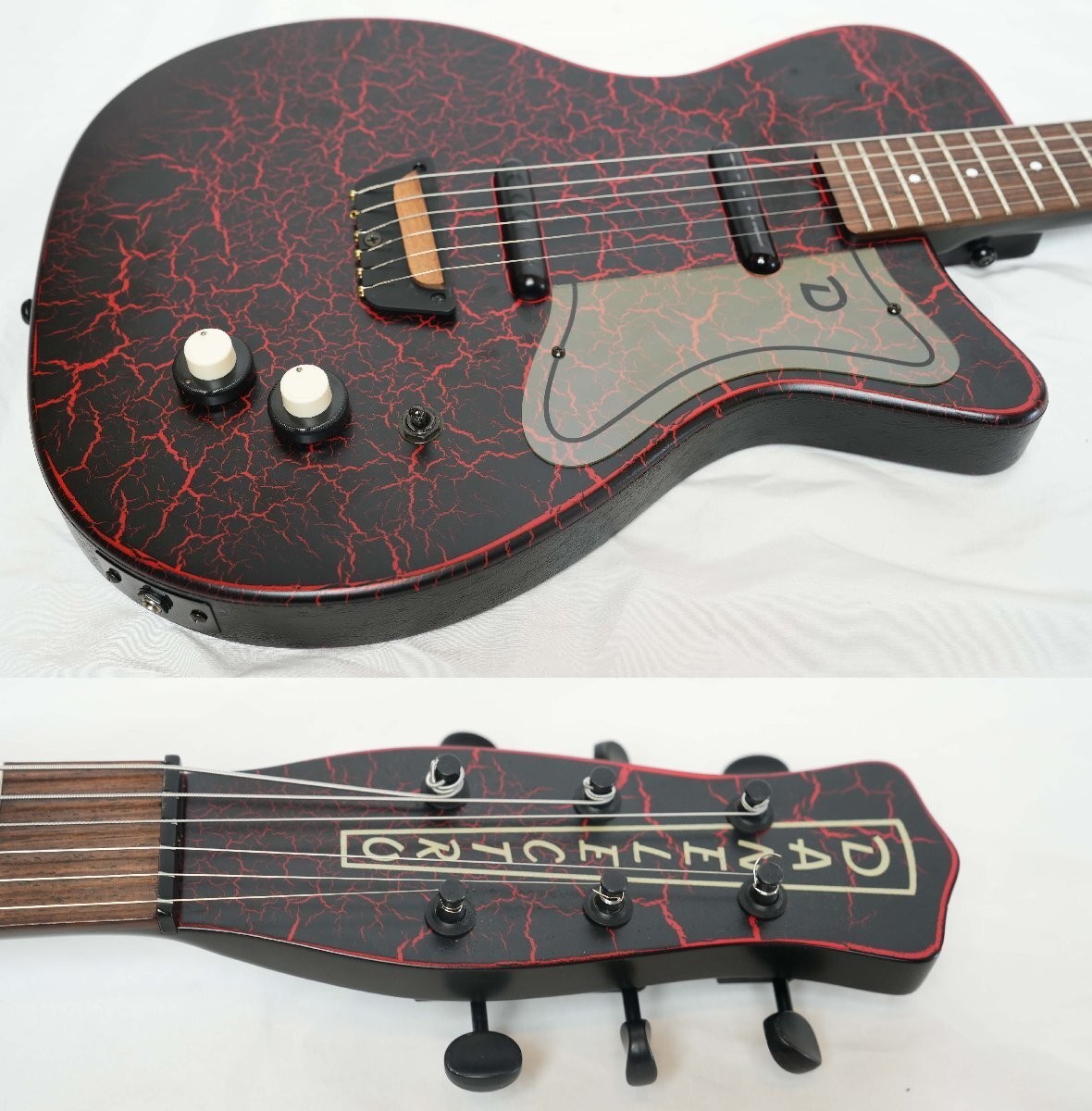Electric Guitar Danelectro Matte Black & Red Crackle Rare Color SN 01659x