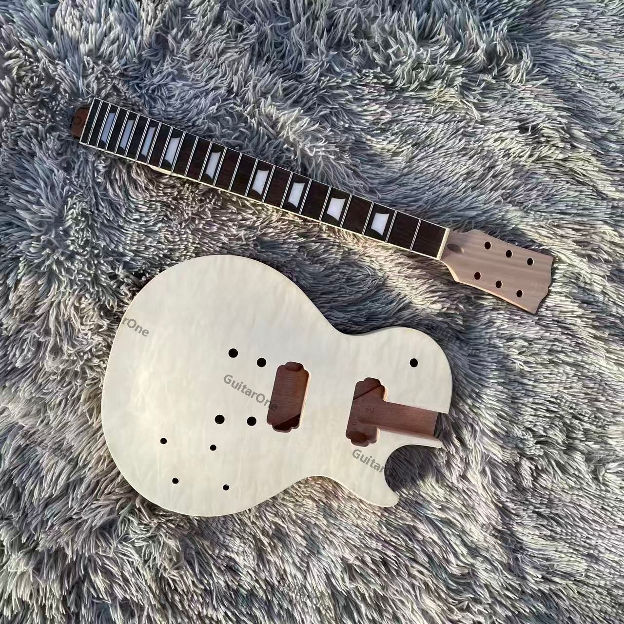 DIY Solid Electric Guitar Kit 2P Quilted Maple Top Complete Hardware Set