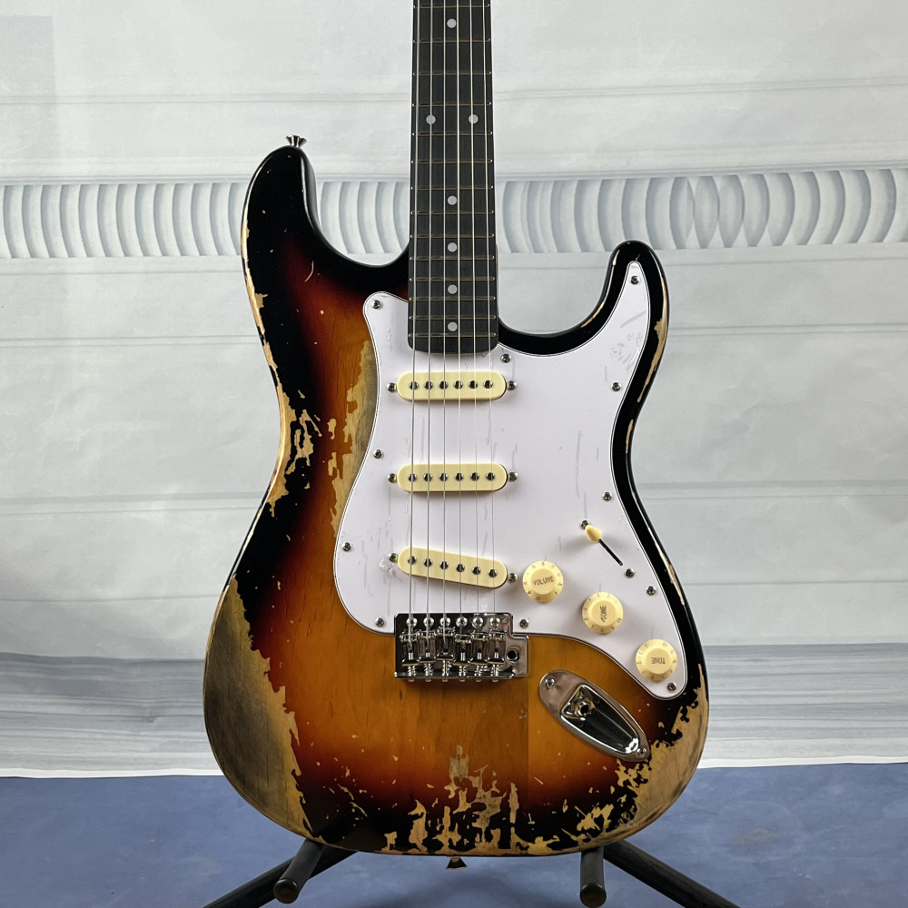 In stock Heavy Relics Sunburst Aged Electric Guitar Rosewood Fingerboard 21 fret