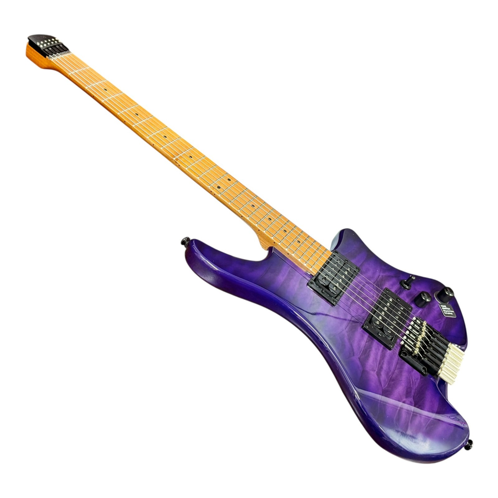 Haze HL1APQTPU Headless HH Solid Mahogany HHL Electric Guitar – Tiger Purple
