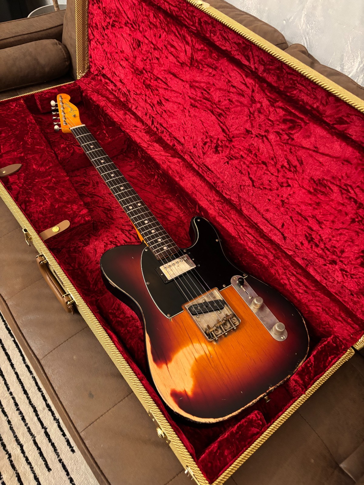 Fender Telecaster 1963 Glas Custom 3-Tone Sunburst Relic 7.8lbs w/ Fender Tweed