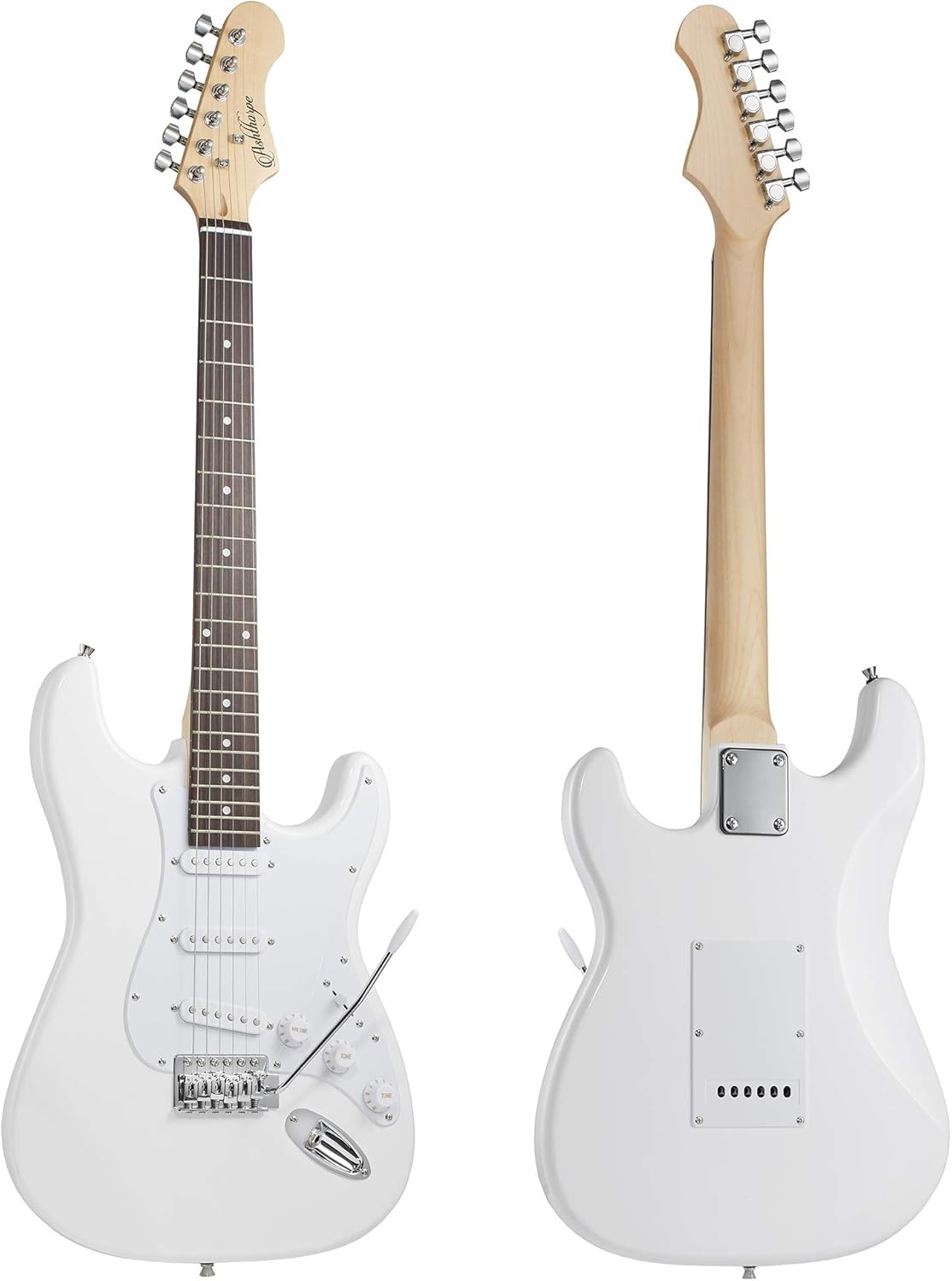 39-Inch Electric Guitar (White-White), Full-Size Guitar Kit with Padded Gig Bag,