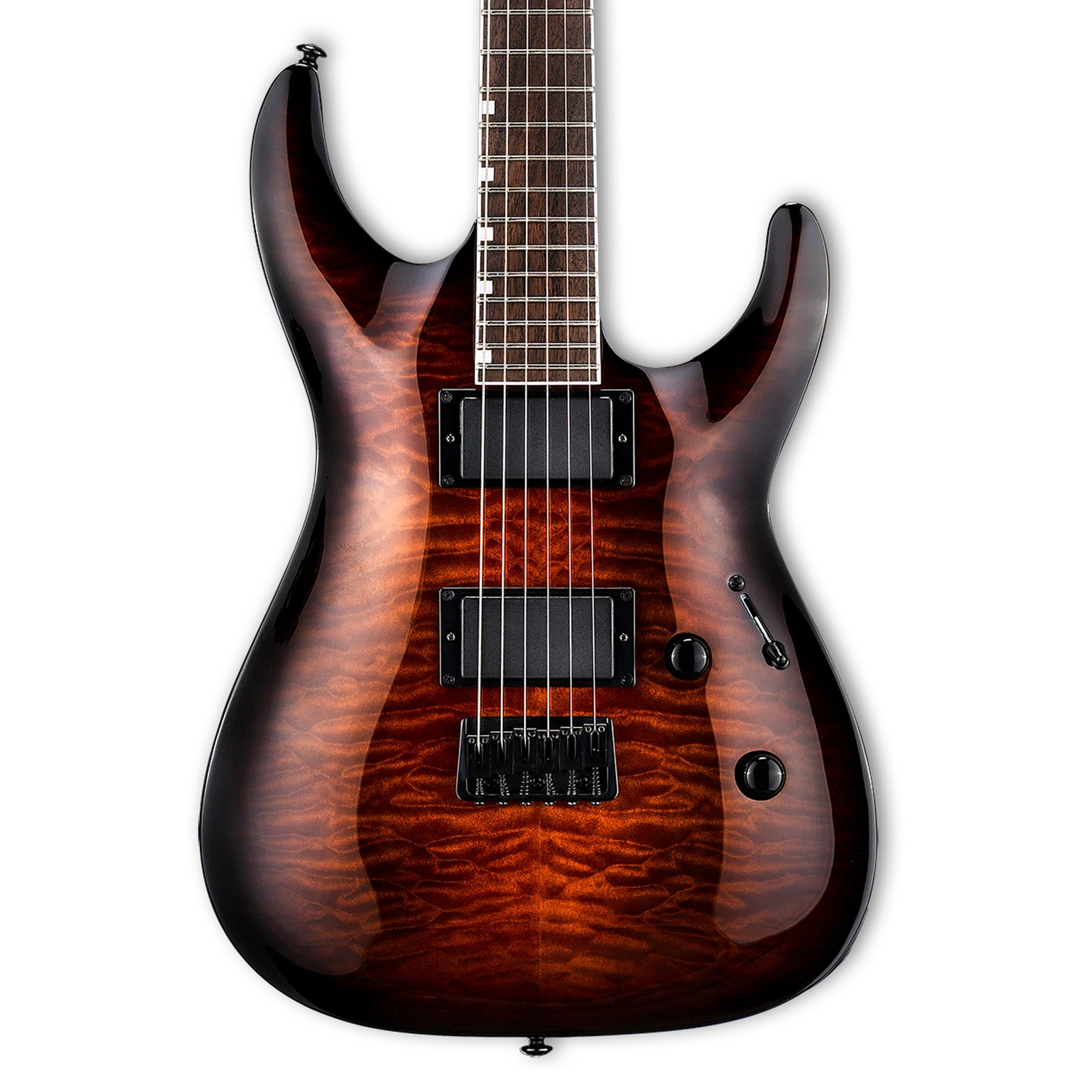 ESP LTD MH-200HT QM Electric Guitar – Dark Brown Sunburst