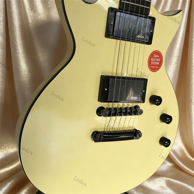 Custom Cream EC-1000 Electric Guitar Active H-H Pickup Solid Body Fixed Bridge