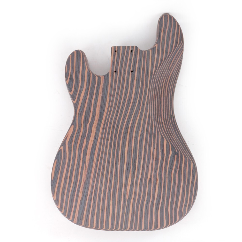 DIY Electric Guitar Kit Zebrawood Body P-Bass CR Hardware White Pickguard