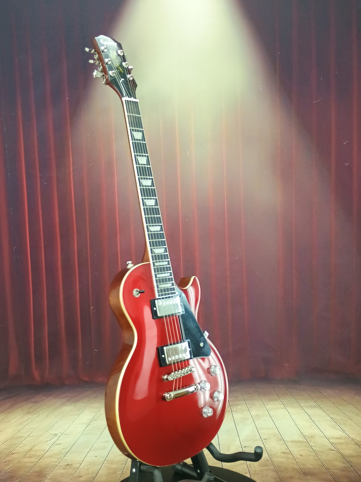 epiphone les paul 60’s Modern Candy Apple Red Top With Mohongey Back Black Pickg