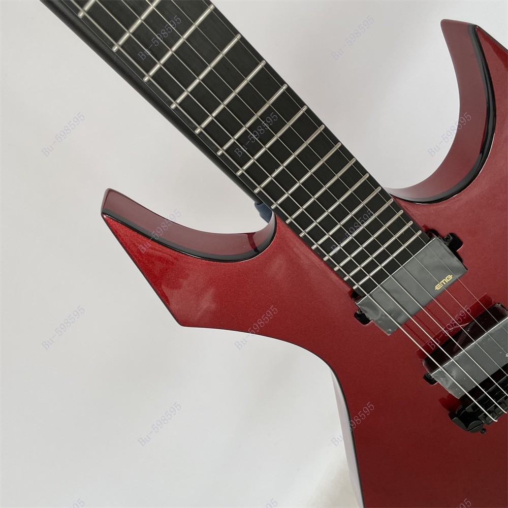 Ledux Solid Body Electric Guitar Stainless Rounded Fret Edge Fixed Bridge Red