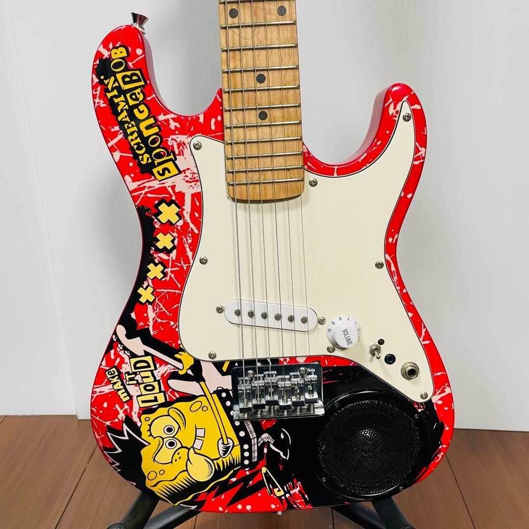 SpongeBob SBE34OFT 3/4 Size Electric Guitar Built-in Speaker Kids Japan Rare