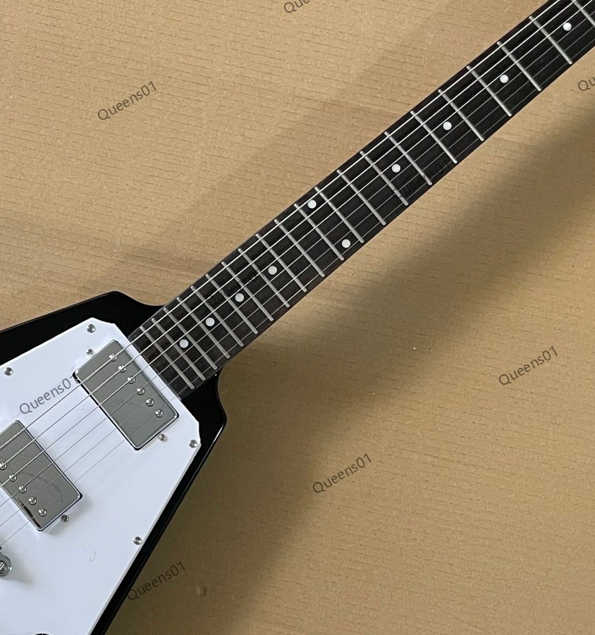 New Electric Guitar Stainless Rounded Fret Edge Chrome Hardware Solid Body Black