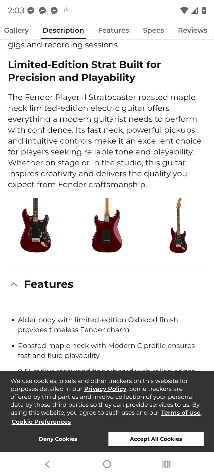 FENDER LIMITED EDITION PLAYER 2 STRAT – FACTORY SEYMOUR – ROASTED MAPLE NECK…