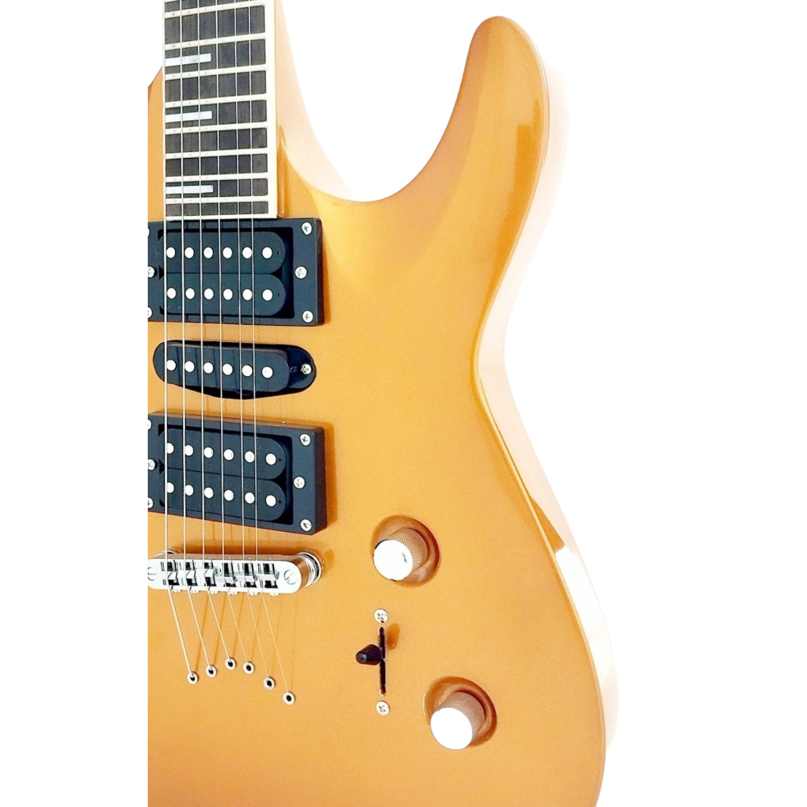 Haze SEG-258GD Neck-Thru Electric Guitar,Dark Metallic Golden, HSH +Free Gig Bag
