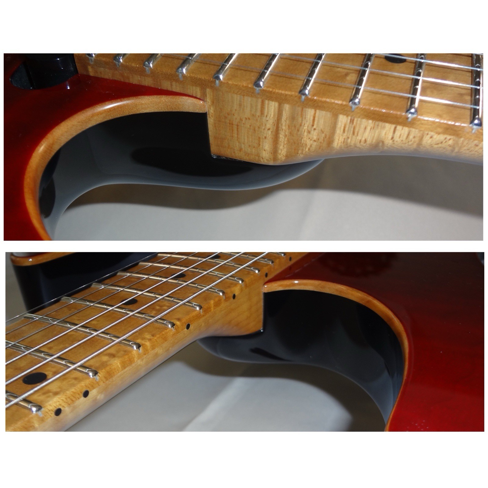 Suhr Modern Trans Red Quilt Maple Top – Roasted Birdseye Neck – Gotoh Floyd Rose