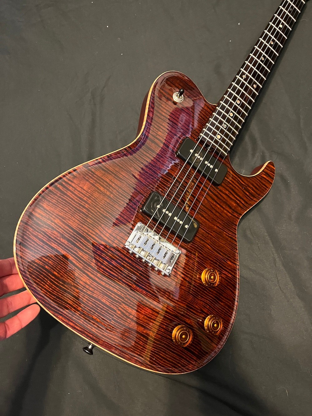 2008 Don Grosh Carve Top T Semi Hollow Guitar 5A Flame Top Braz Board W/OHSC