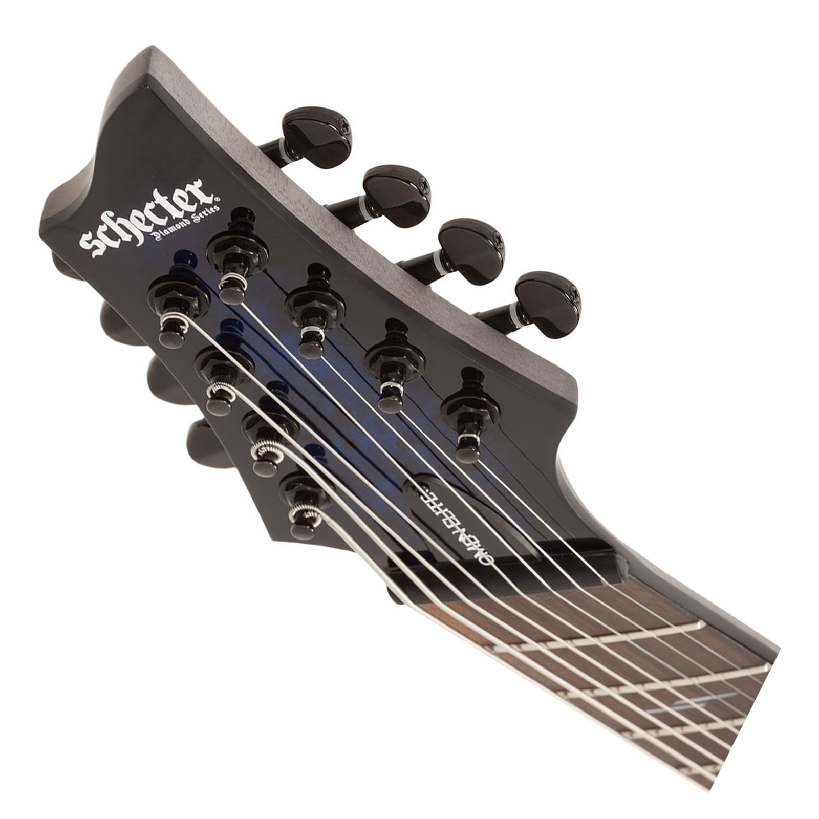 Schecter Omen Elite-8 8-String Multiscale Guitar – See-Thru Blue Burst