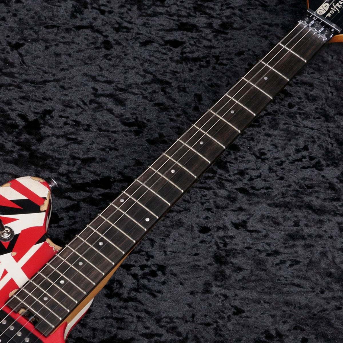 EVH Limited Edition Wolfgang Special Striped Series Ebony FB Red Black and White