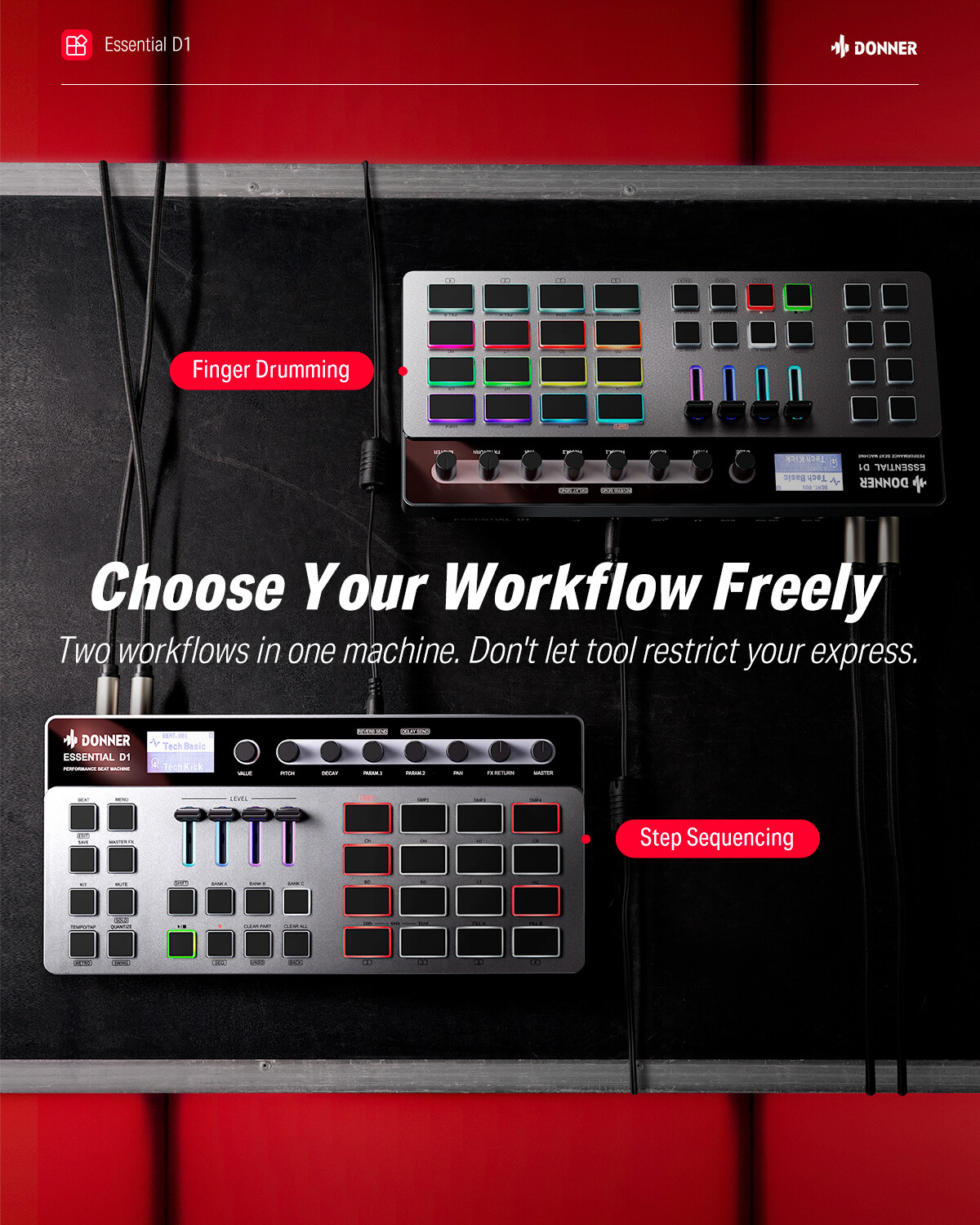 Donner Essential D1 Synthesizer Sequencer Drum Machine + Software Online Lessons
